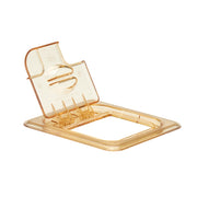 Cambro 60HPLN150 H-Pan High Heat FlipLid, Sixth Size Notched Hinged Food Pan Cover - Amber