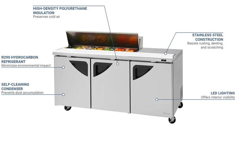 Turbo Air 72" Super Deluxe Refrigerated Sandwich Prep Table (TST-72SD-12S-N)