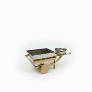 Hammered stainless steel server trolly with golden trolly and handle by Nishi Enterprise Inc (hammered-stainless-steel-server-trolly-with-golden-trolly-and-handle)