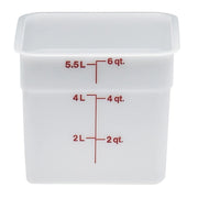 Cambro 6SFSP148 CamSquares Classic Poly Food Storage Container, 6 qt. - White
