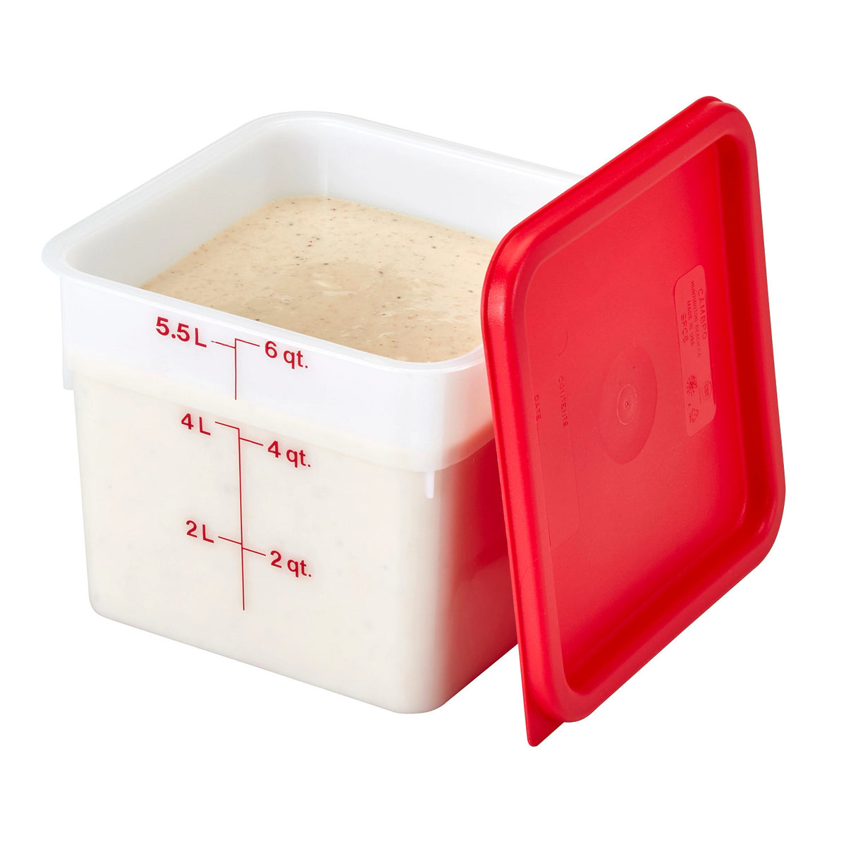 Cambro 6SFSP148 CamSquares Classic Poly Food Storage Container, 6 qt. - White