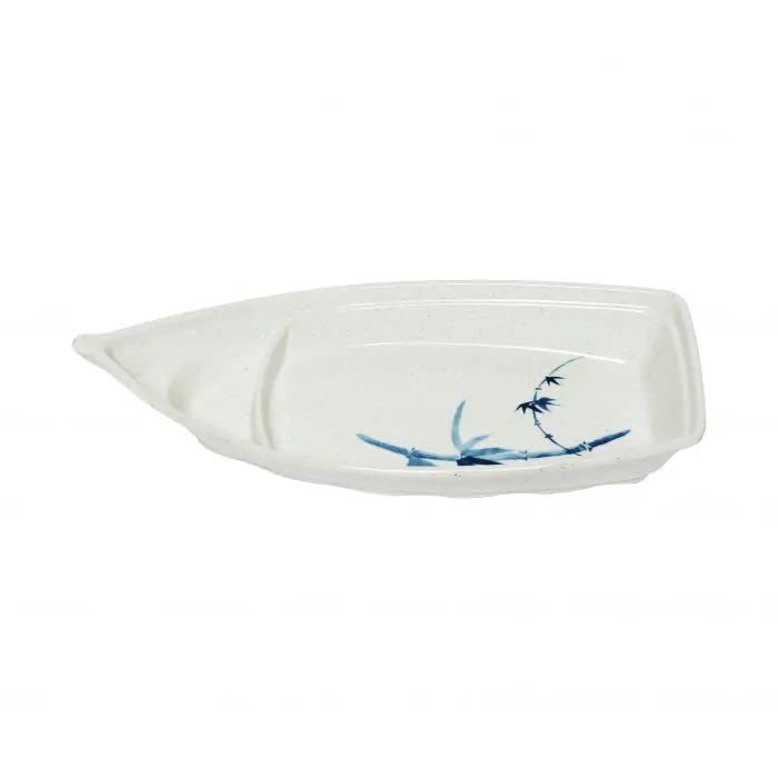 Thunder Group 8006BB, 54 OZ, 16 1/4" X 7 1/8" SUSHI BOAT (L), BLUE BAMBOO, Melamine, NSF, Case Pack of 12