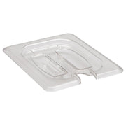 Cambro 80CWCHN135 Camwear Eighth Size Food Pan Notched Cover w/Handle, 6 3/8" x 5 1/4" - Clear