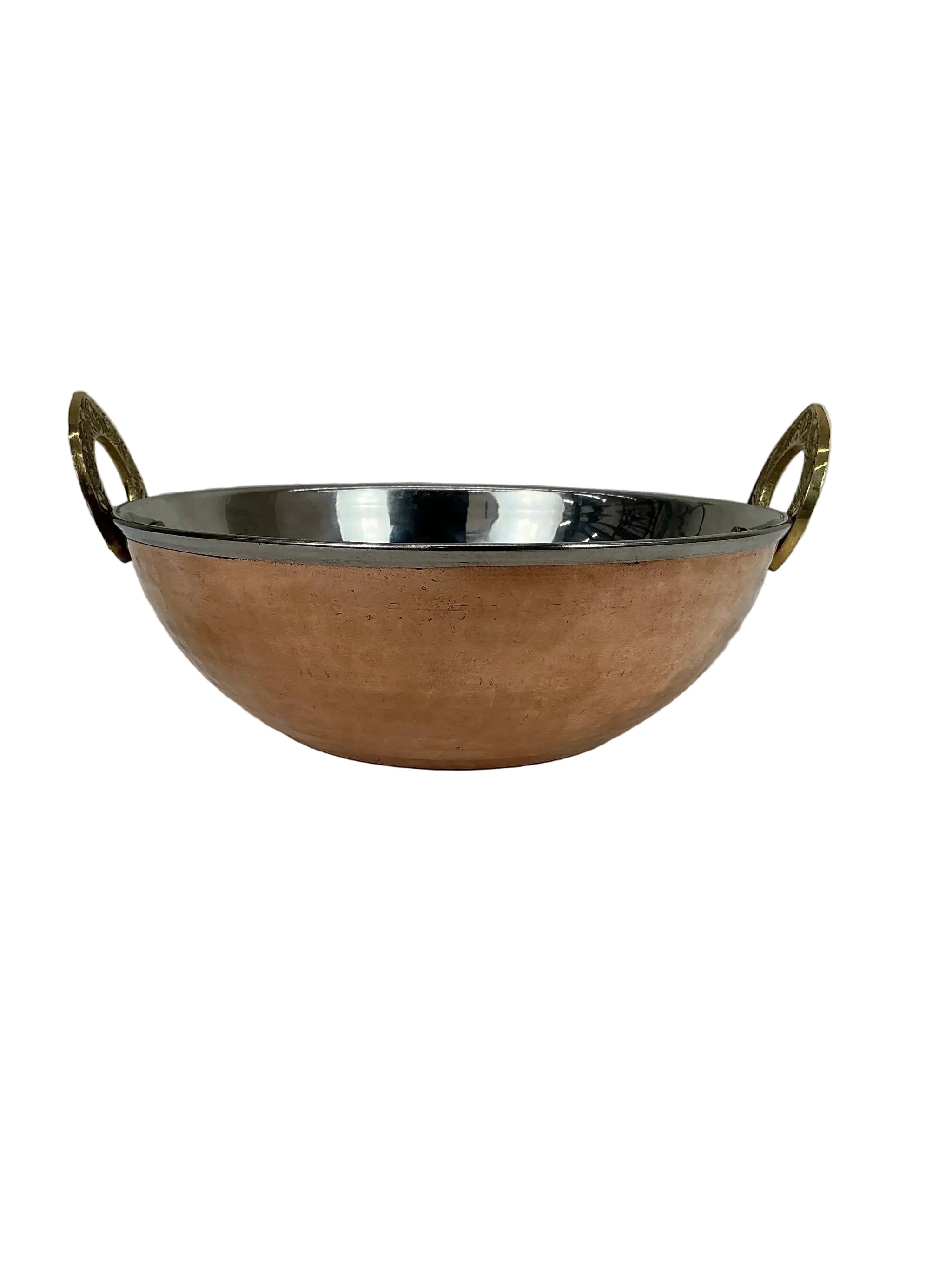 Hammered Stainless Steel and Copper Double Walled Serving Kadai by Nishi Enterprise Inc (hammered-stainless-steel-and-copper-double-walled-serving-kadai)