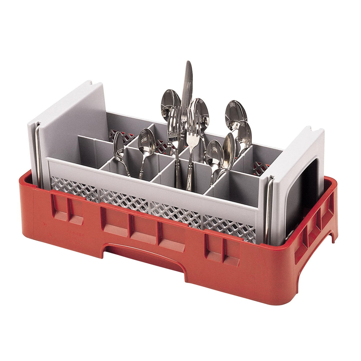 Cambro 8FB434151 Camrack 8 Comp Flatware Basket, with handles, 7 1/4" H - Soft Gray
