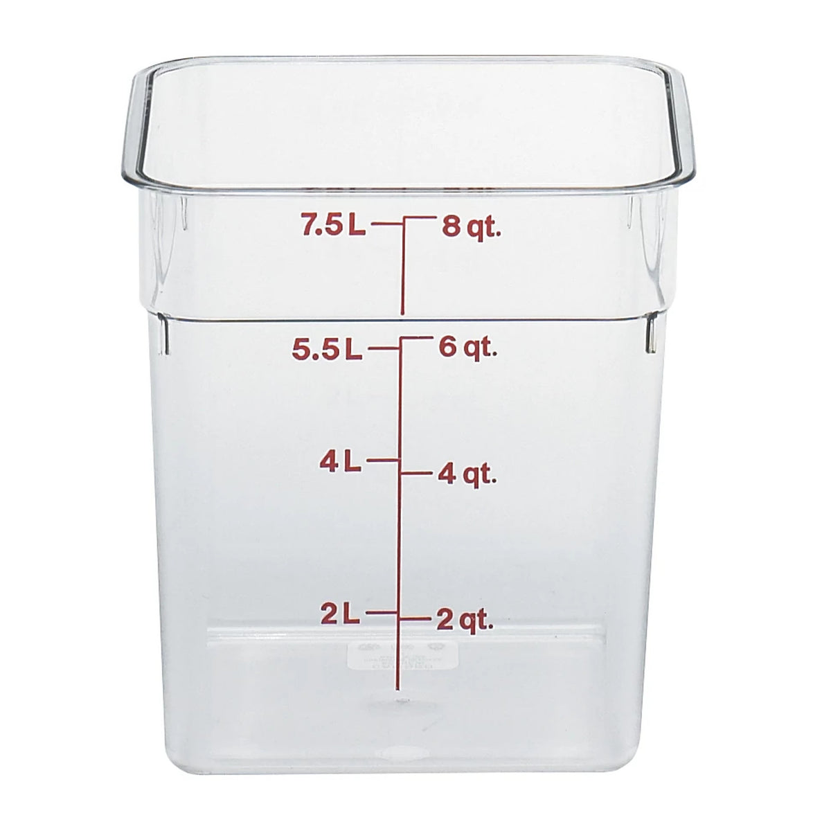 Cambro 8SFSCW135 Camwear CamSquare Square Food Storage Container, 8 qt., Clear - Clear