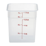 Cambro 8SFSPP190 CamSquares Classic Translucent Food Storage Container, 8 qt. - Translucent