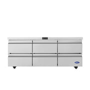 Atosa AUR72D6 73" Undercounter Refrigerator with Drawers, 18.9 Cu. Ft.
