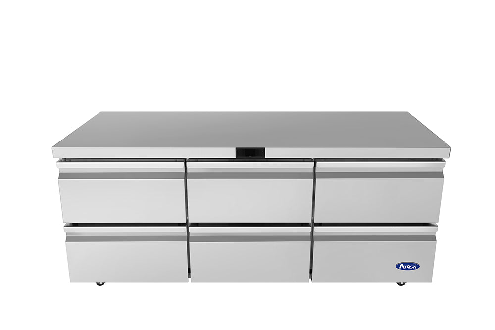 Atosa AUR72D6 73" Undercounter Refrigerator with Drawers, 18.9 Cu. Ft.