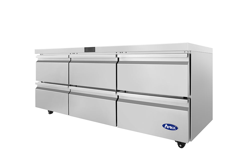 Atosa AUR72D6 73" Undercounter Refrigerator with Drawers, 18.9 Cu. Ft.