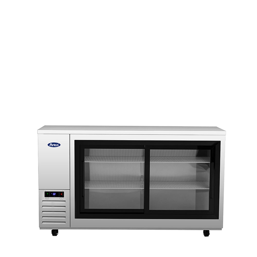 Atosa SBB69SGGRAUS1 69" Shallow Depth Back Bar Cooler with Glass Sliding Doors, 18.6 Cu. Ft.