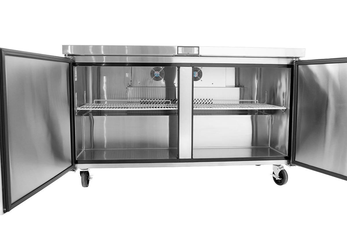 ATOSA MGF8407GR, 60 - Inch Two - Door Undercounter Freezer with door opened
