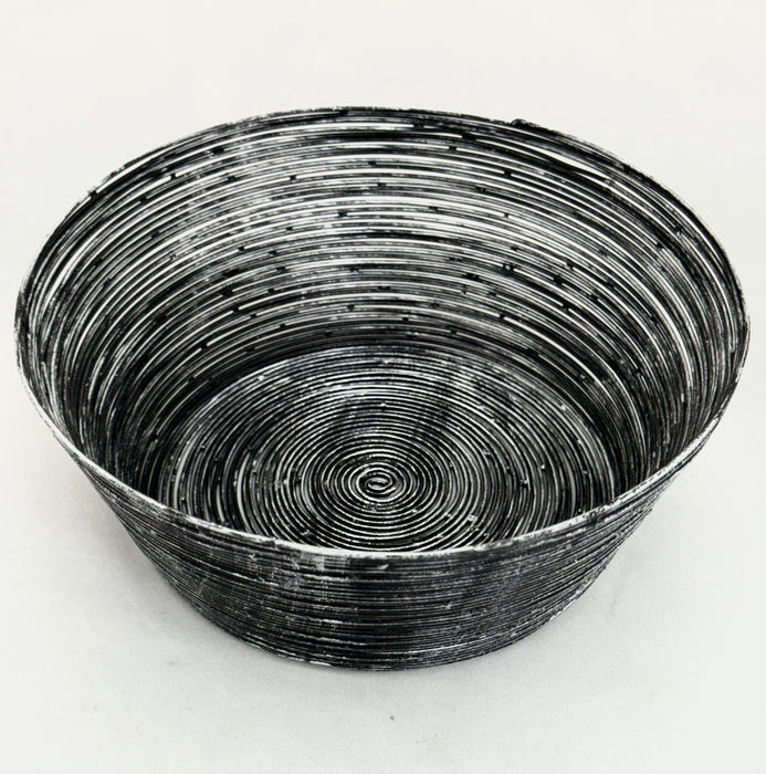 Black/Silver Wire Round Bread Basket- 8 Inch.