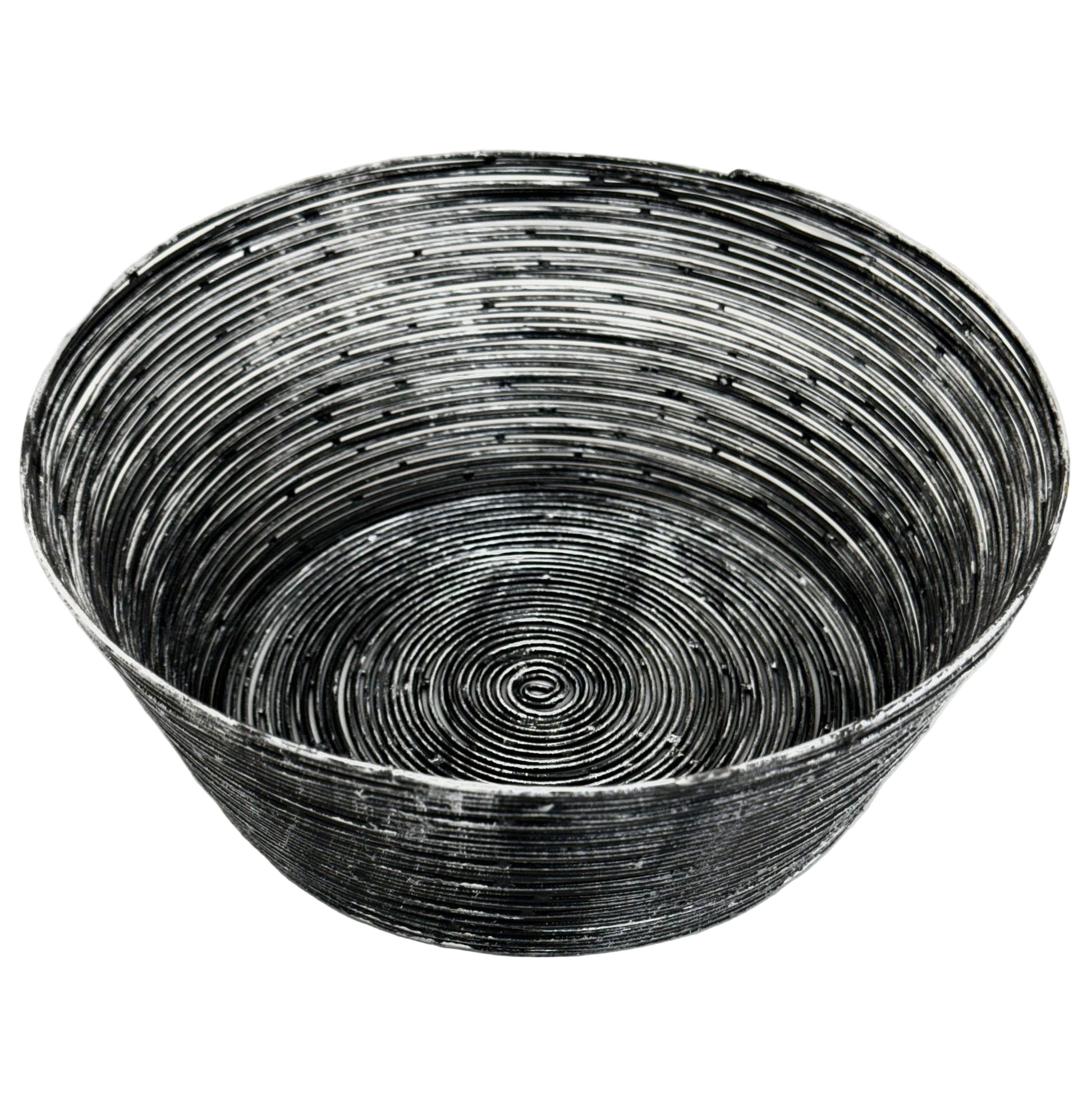 Black/Silver Wire Round Bread Basket - 6 Inch.