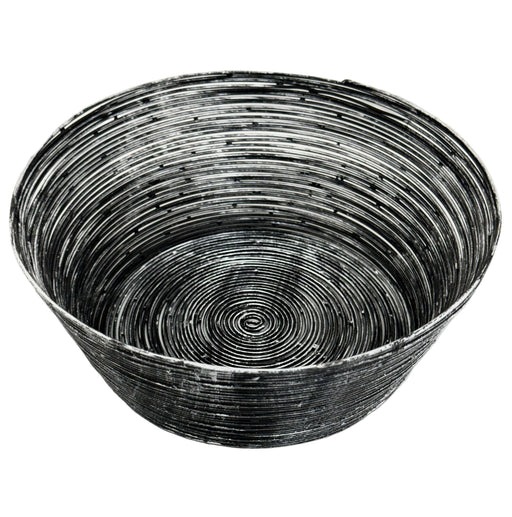 Black/Silver Wire Round Bread Basket - 6 Inch.