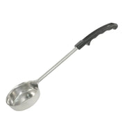 CAC China SPCS-4K 4 oz. Solid Stainless Steel Portion Spoon with Black Handle