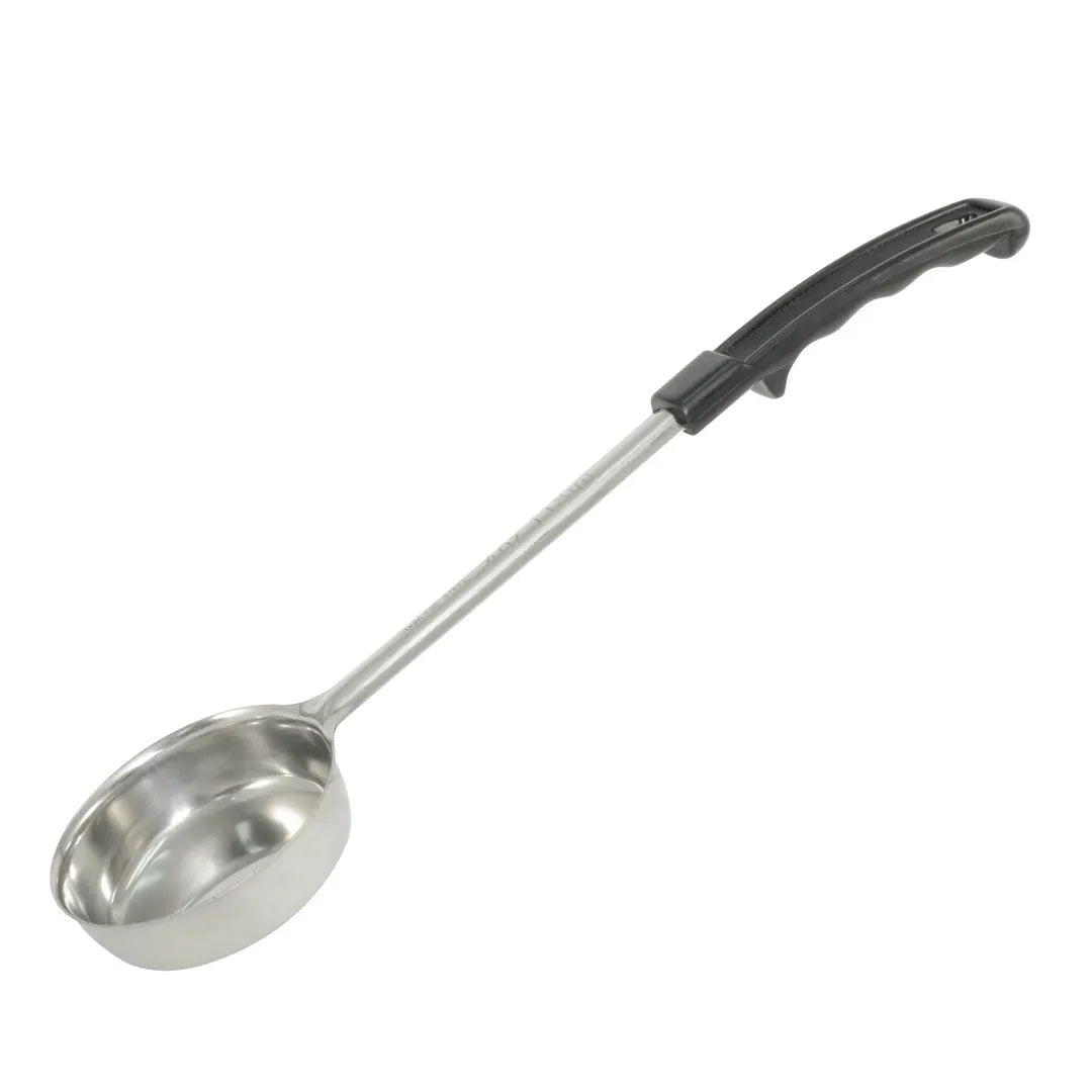 CAC China SPCS-6K 6 oz. Solid Stainless Steel Portion Spoon with Black Handle