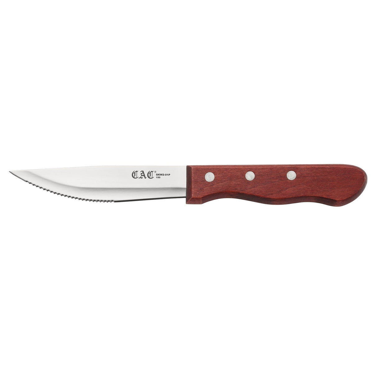CAC China SKW2-01P 4-3/4" Pointed Steak Knife with Red Wood Handle Product Image