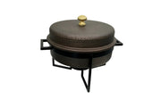 Hammered Antique Copper Chafing Dish with Black Stand and Gold-Color Knob by Nishi Enterprise Inc (hammered-antique-copper-chafing-dish-with-black-stand-and-gold-color-knob)