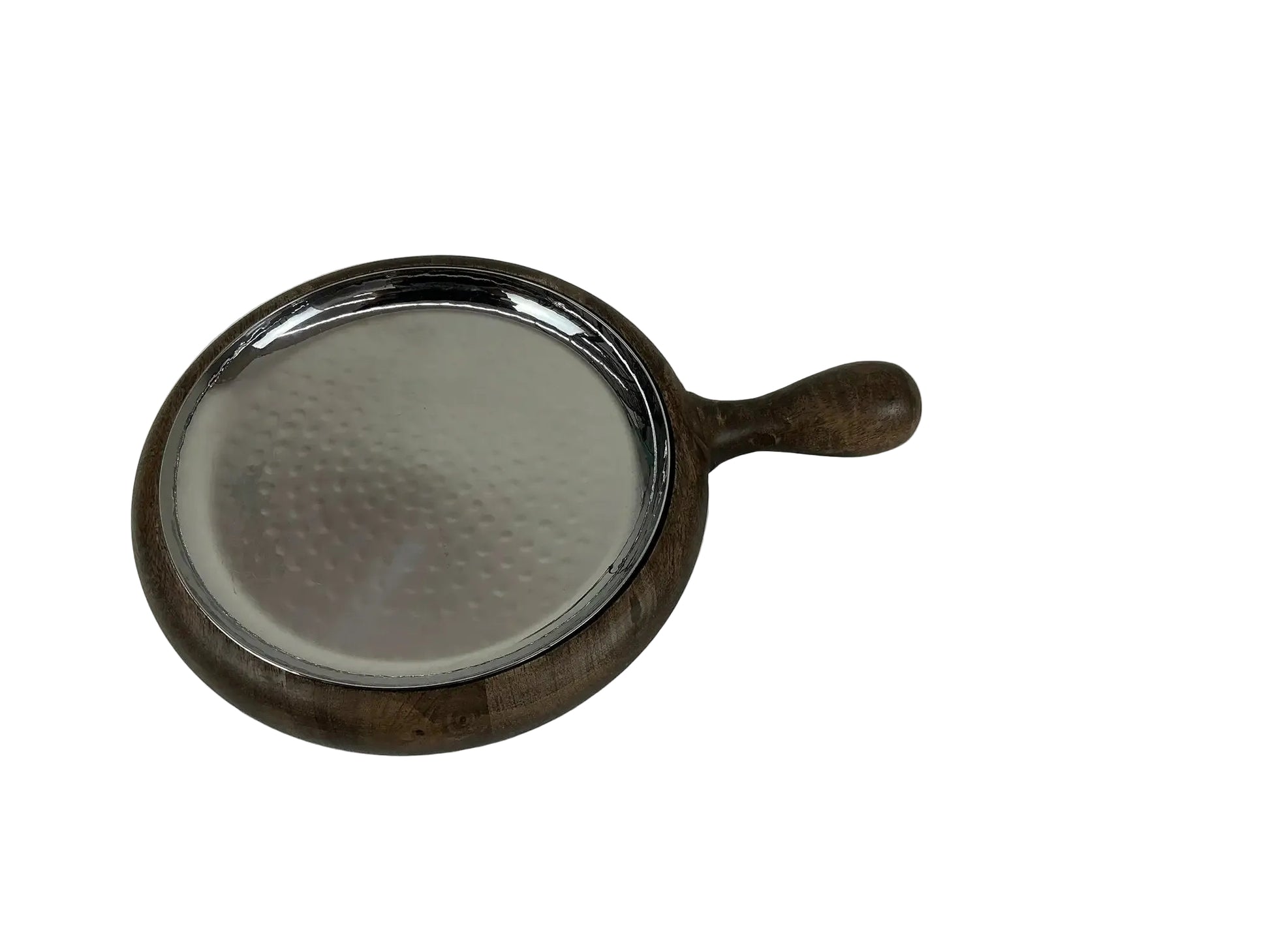 Stainless steel hammered serving tray with wood liner by Nishi Enterprise Inc (stainless-steel-hammered-serving-tray-with-wood-liner)