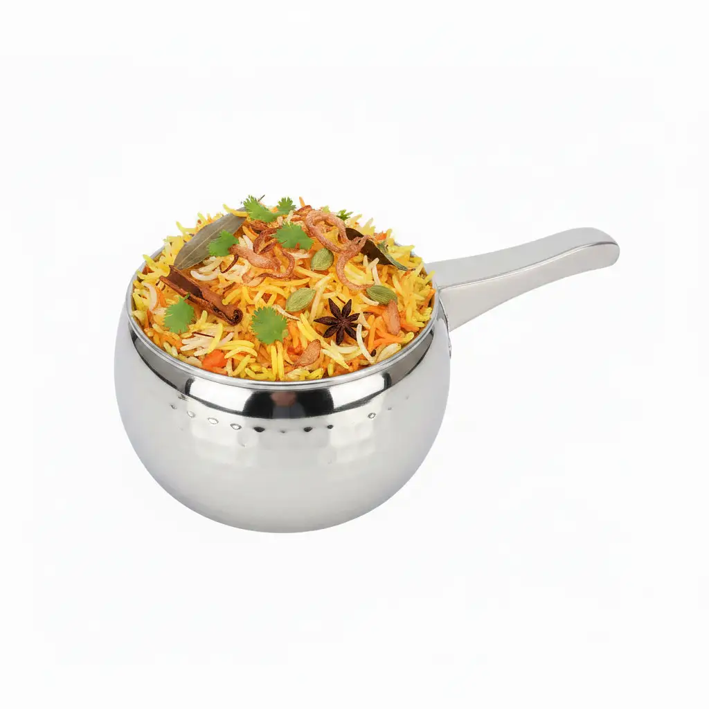 Hammered Stainless Steel Serving Cooker - 30 oz by Nishi Enterprise Inc (hammered-stainless-steel-serving-cooker-30-oz-1)