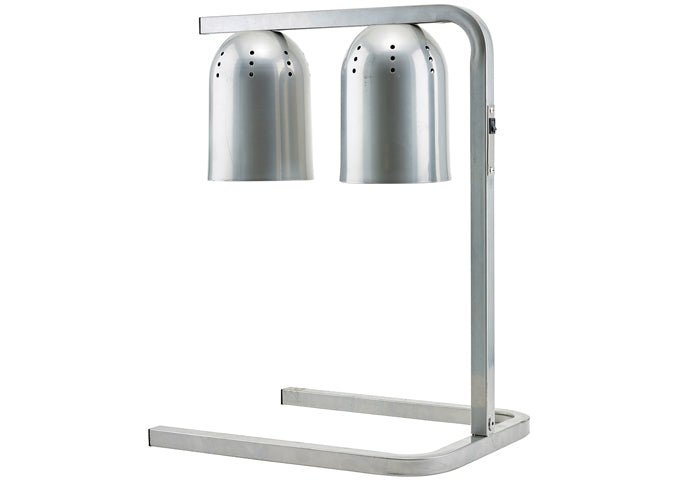 Electric Heat Lamp, Steel Base, Aluminum Light Hood, Two 250 W Bulbs, 120 V