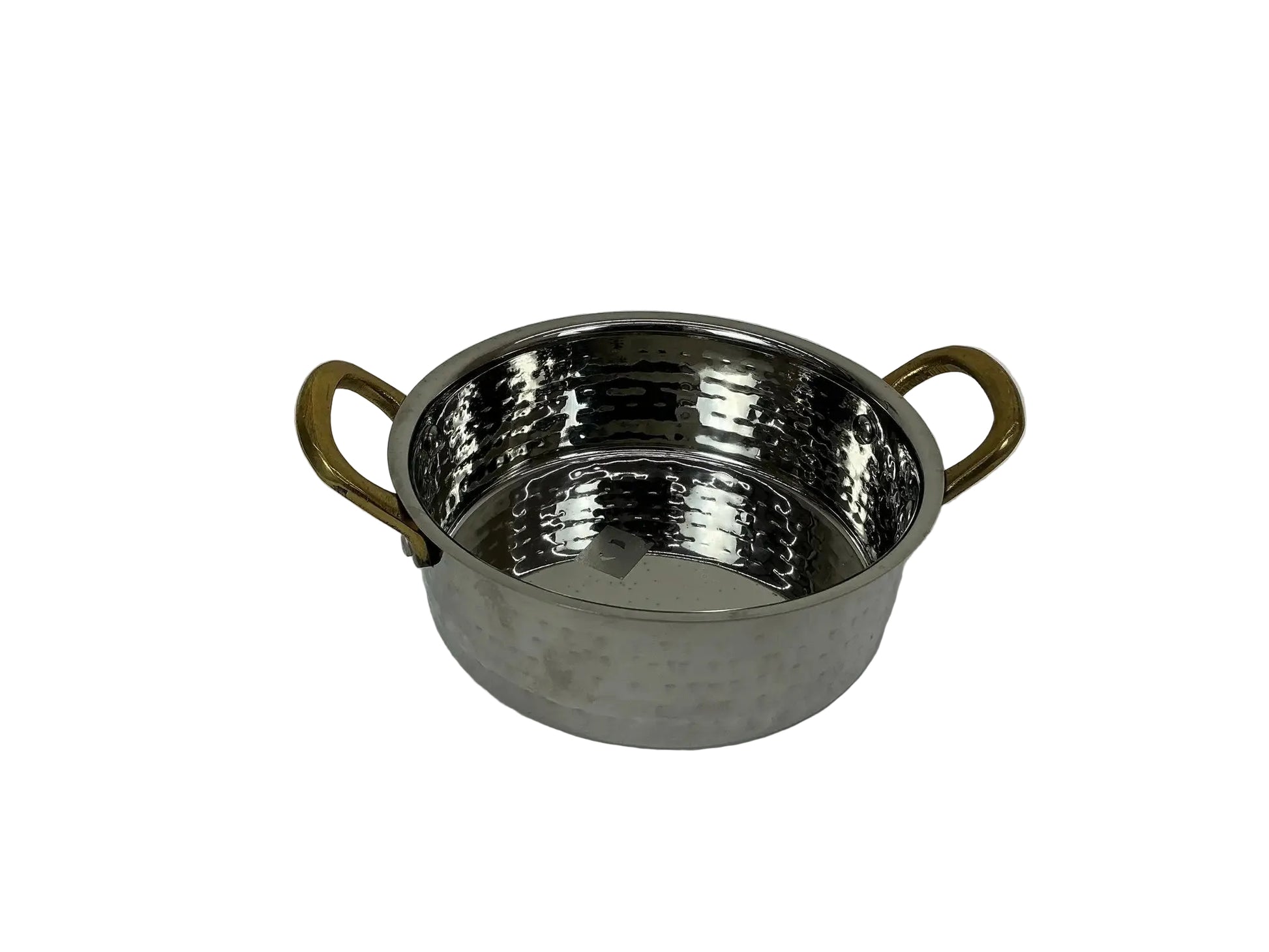 Serving sauce pan with brass handles and wood liner by Nishi Enterprise Inc (serving-sauce-pan-with-brass-handles-and-wood-liner)