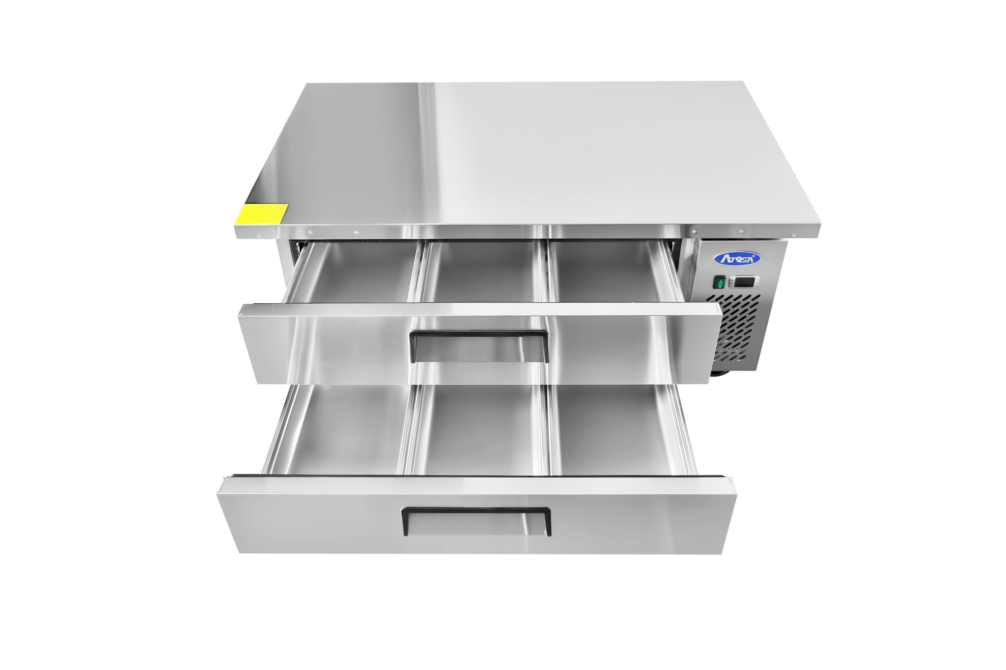 Front-drawers-ATOSA MGF8451GR 52 Inch 2 Drawer Refrigerated Extended Top Chef Base