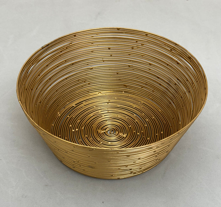 Gold Wire Round Bread Basket- 9 Inch.