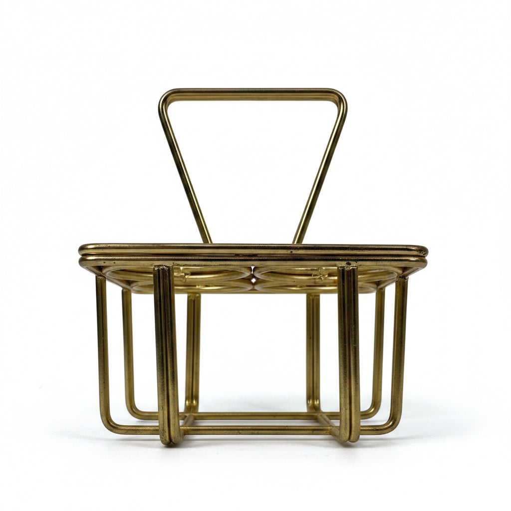 Gold Chai Carrier for 4 Glasses Up Close