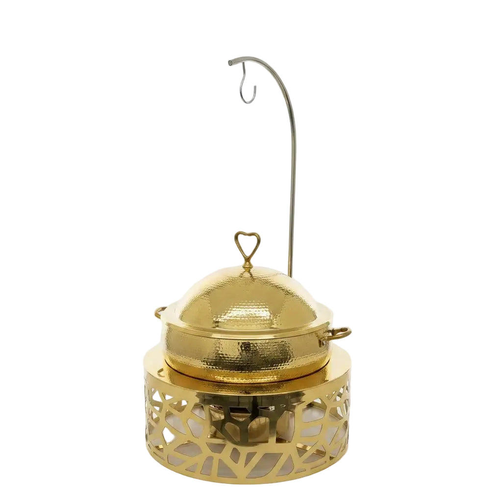 Hammered Arabic Hammered Golden Chaffing Dish Product Image 
