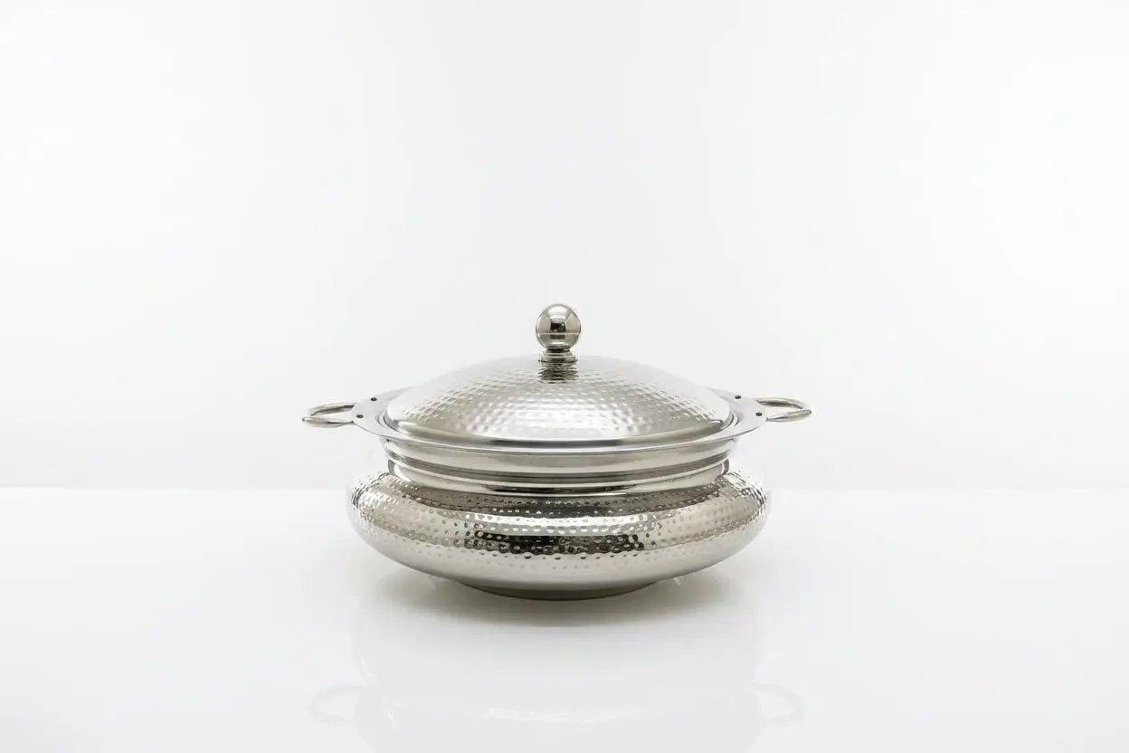 Hammered Stainless Steel Chafing Dish 19" Straight on Image