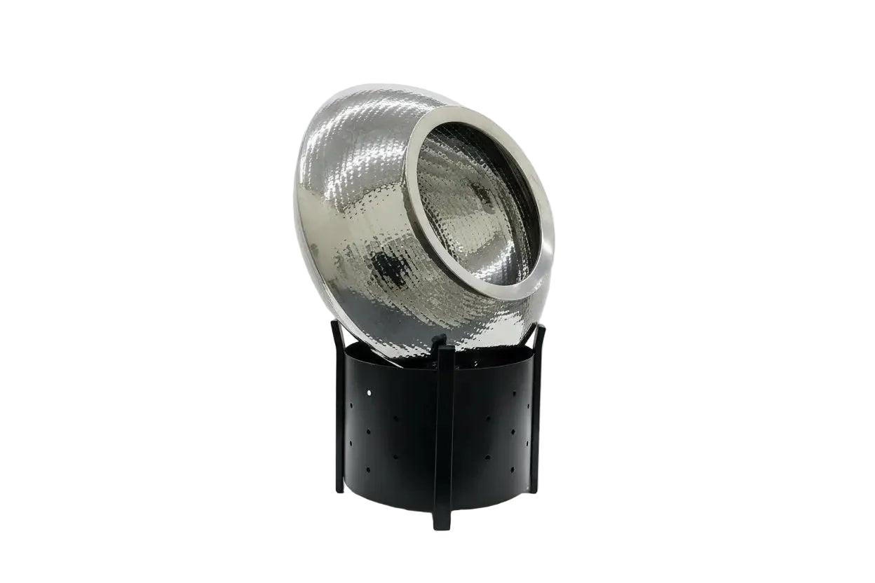 Hammered Stainless Steel Pani Puri Chafing Bowl Side Angle Product Image