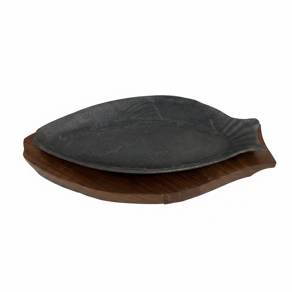 Iron Fish Sizzler Plate with Wood Liner Overview