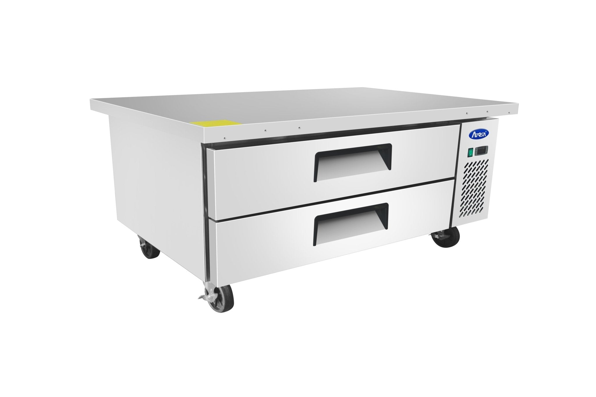 Left view of ATOSA MGF8451GR 52 Inch 2 Drawer Refrigerated Extended Top Chef Base