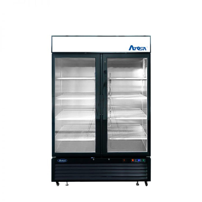 ATOSA MCF8727GR — Black Cabinet Two (2) Sliding Glass Door Merchandiser Cooler, 44.9 Cu. Ft.