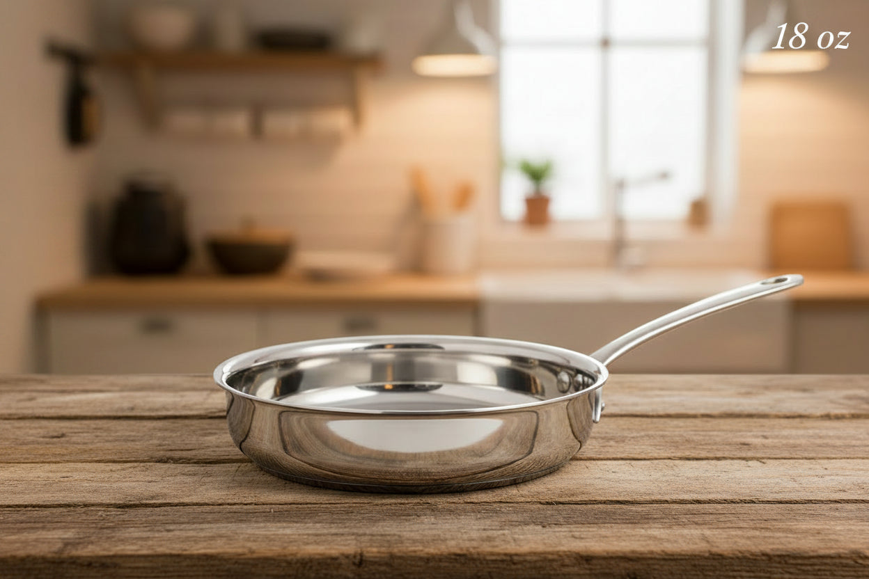 Stainless Steel Fry Pan serving bowl with Stainless Steel Handle - 18 Oz.