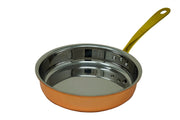 Stainless Steel Copper Coated Fry Pan serving bowl with Brass Handle - 18 Oz.