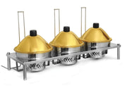 Stainless Steel Gold Round Chafers with Conical Lids - 3 Chafers of 5 Qt. each