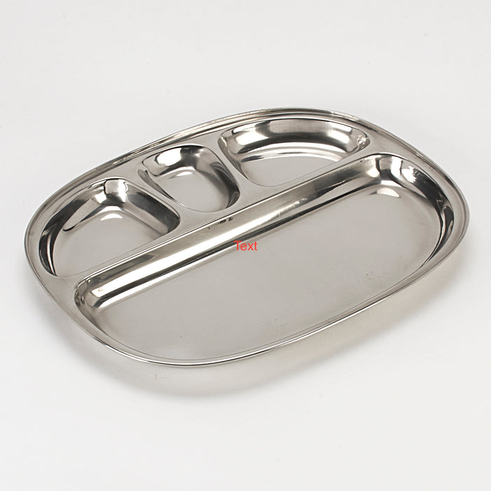 Stainless Steel Oval Shape Compartment Platter / Thali 4 portion