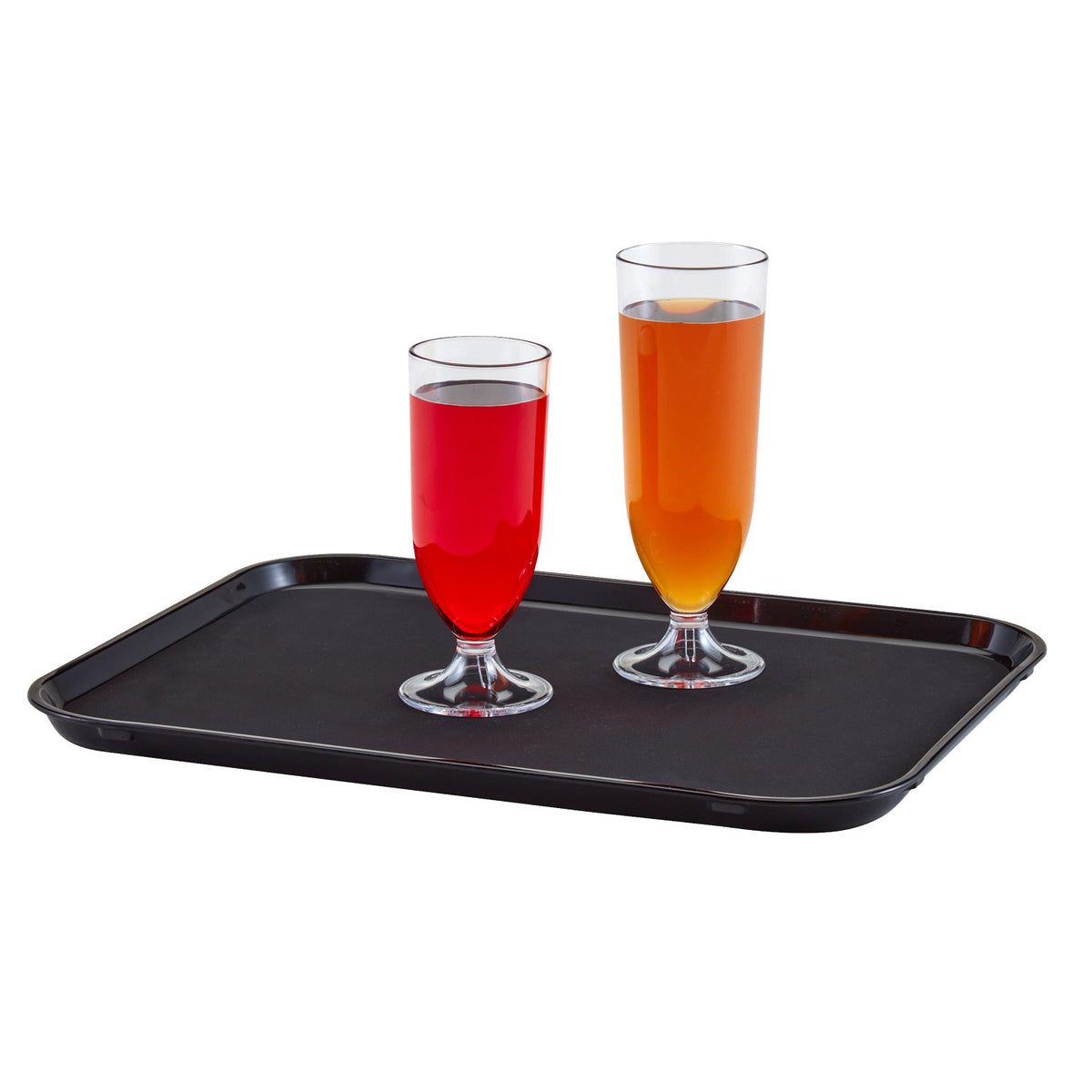 Cambro PT1014110 Polytread Rectangular Non-Skid Serving Tray, 13 5/8" x 10 9/16" - Black