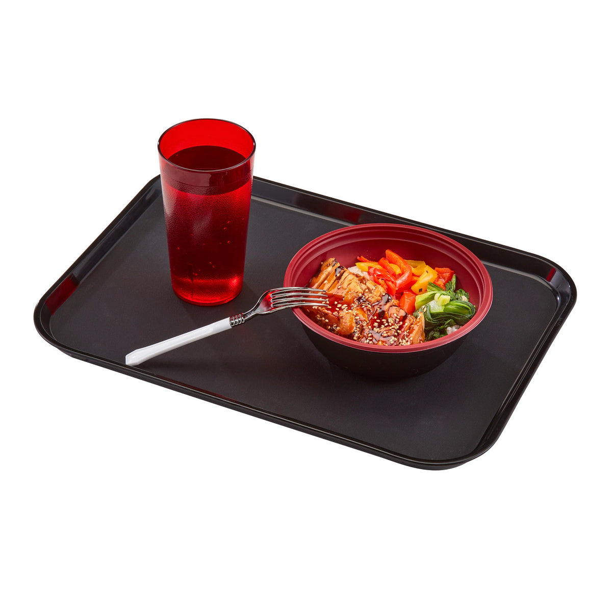 Cambro PT1014110 Polytread Rectangular Non-Skid Serving Tray, 13 5/8" x 10 9/16" - Black