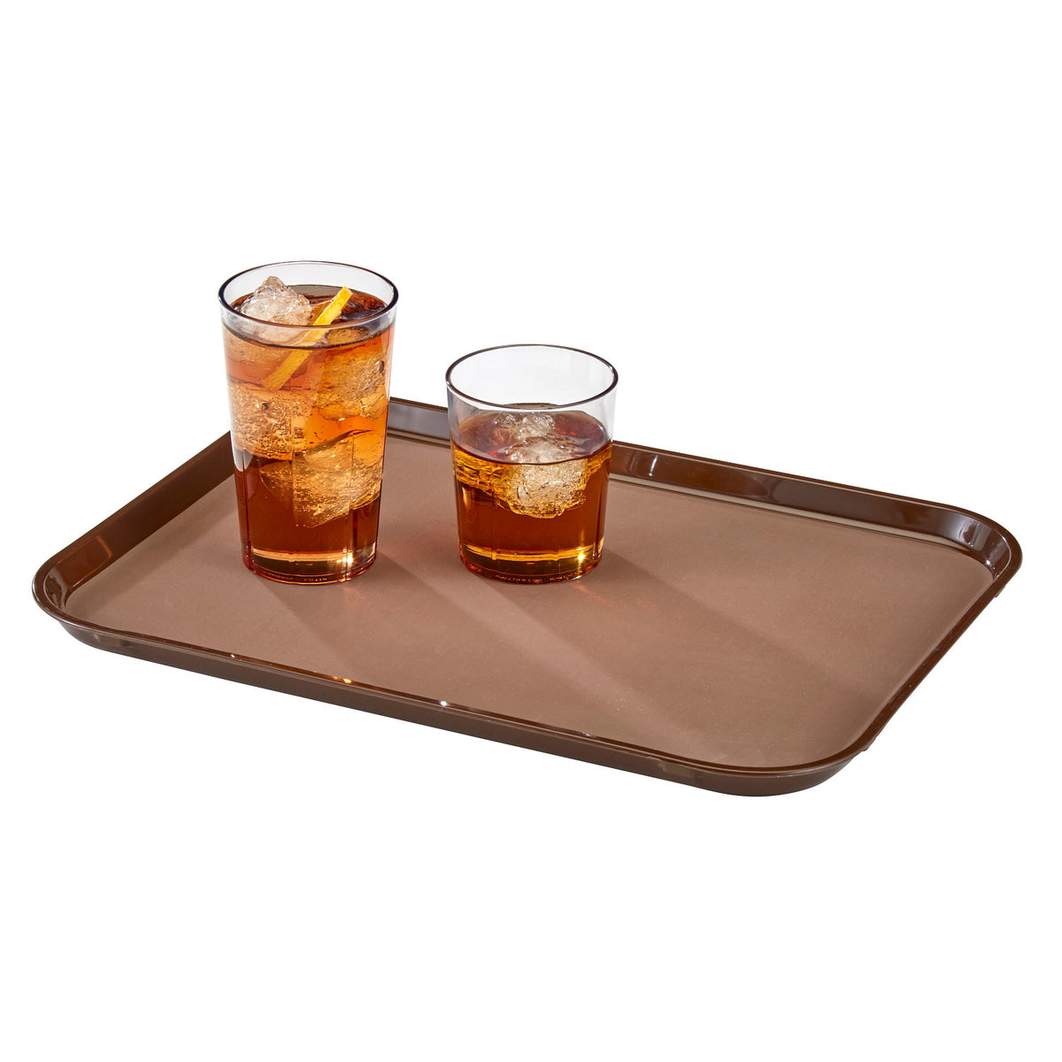Cambro PT1014167 Polytread Rectangular Non-Skid Serving Tray, 13 5/8" x 10 9/16" - Brown