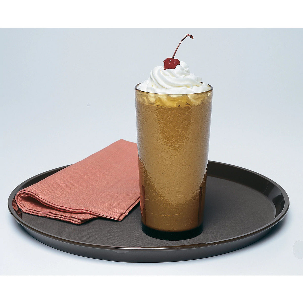 Cambro PT1100110 Polytread Round Non-Skid Serving Tray, 11" - Black