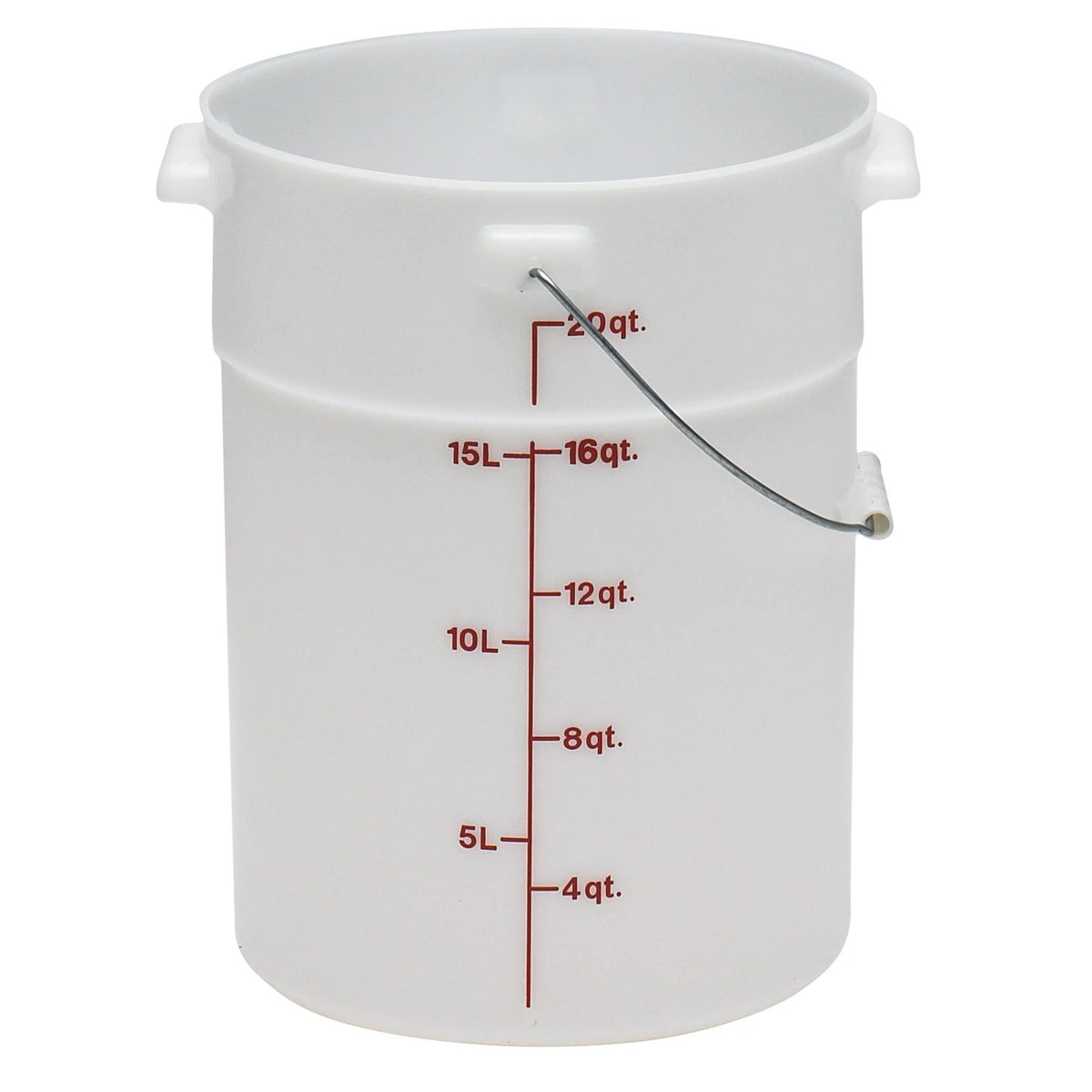 Cambro PWB22148 Pail with Bail, 22 QT Round Food Storage and Transport Pail - White