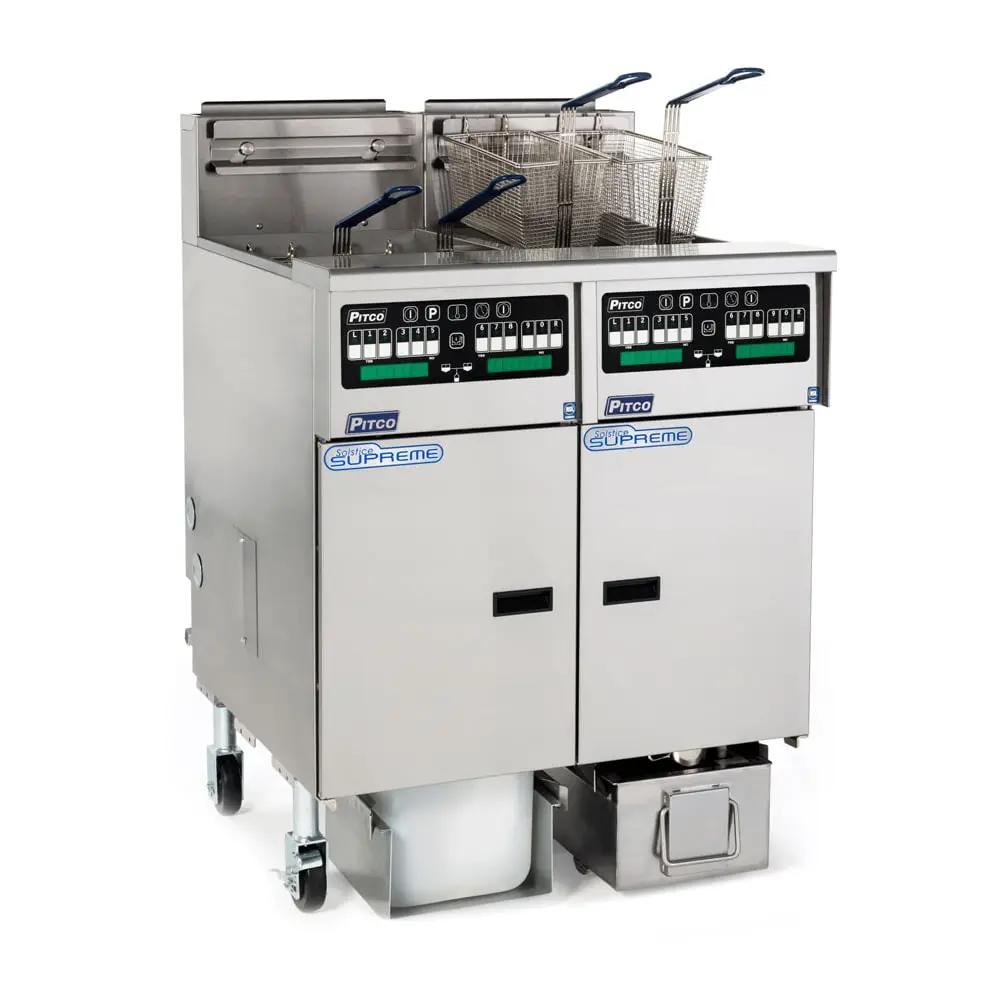 Pitco SSHLV14C-3/FD Gas Fryer - (3) 32 lb Vats, Floor Model, NG Product Image