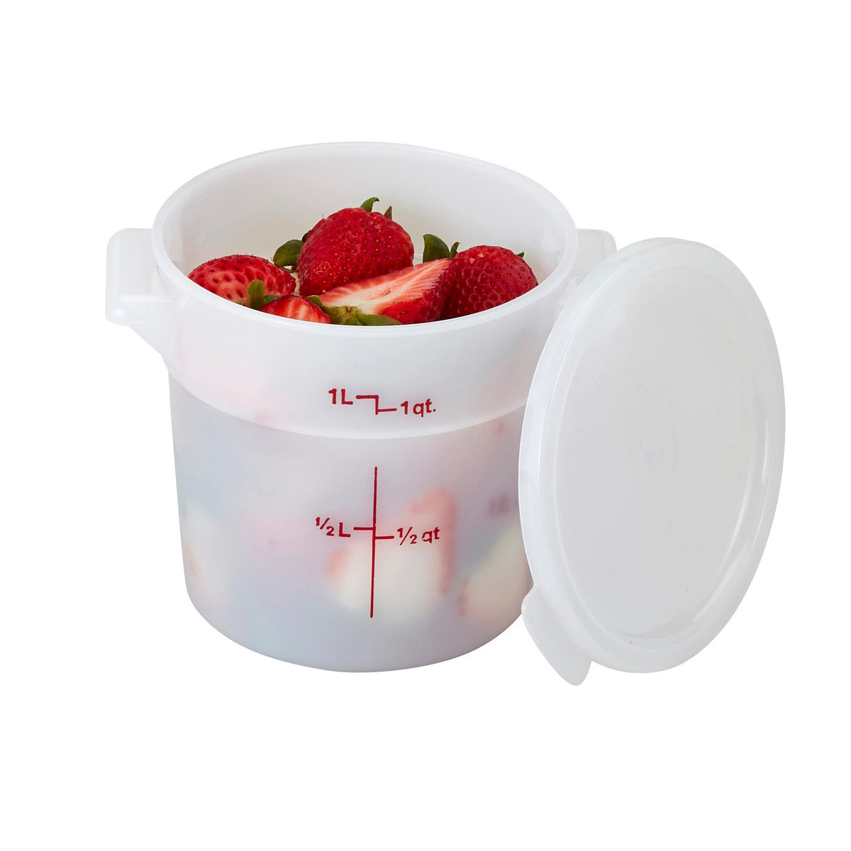 Cambro RFS1148 Poly CamRound Food Storage Container, 1 qt., White - White