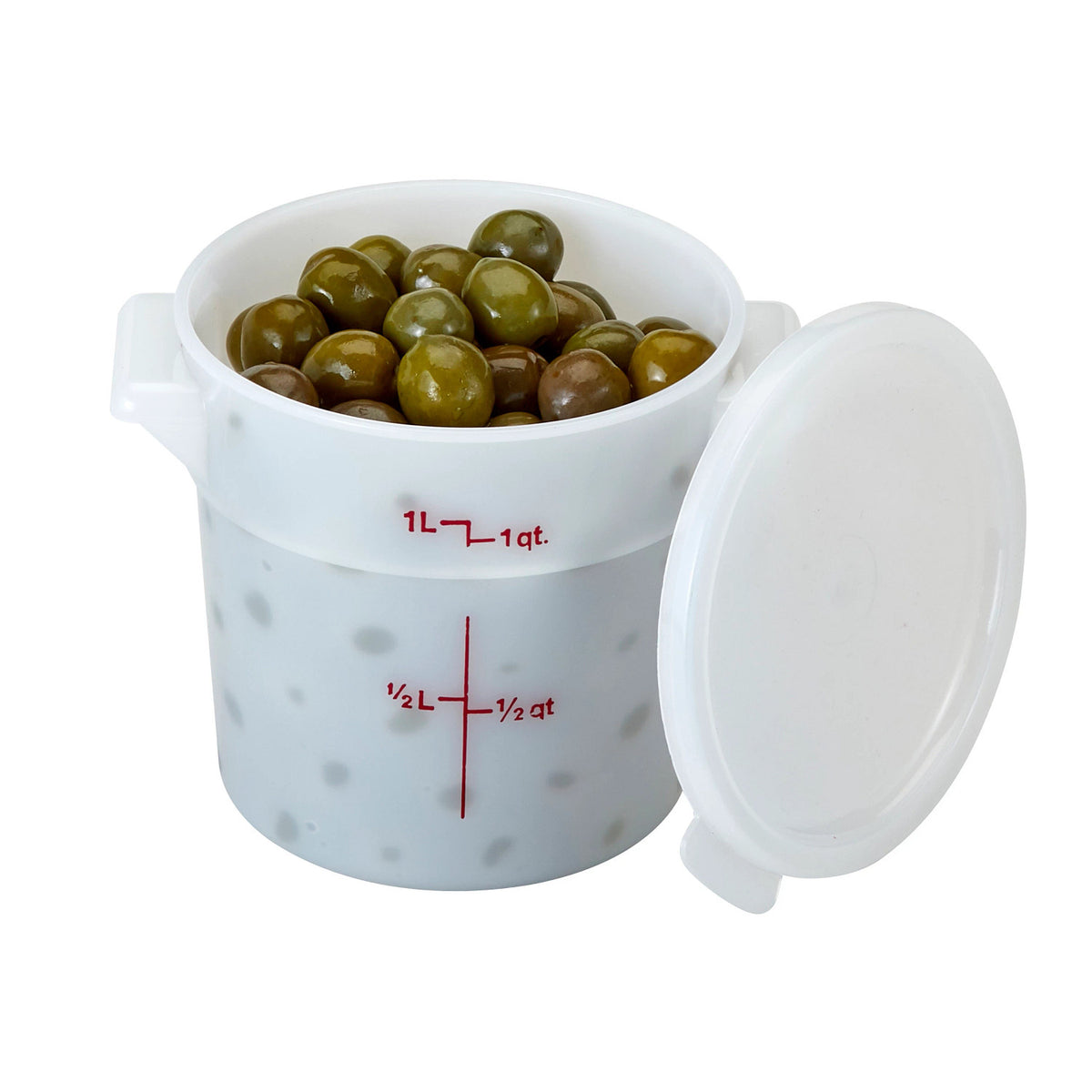 Cambro RFS1148 Poly CamRound Food Storage Container, 1 qt., White - White