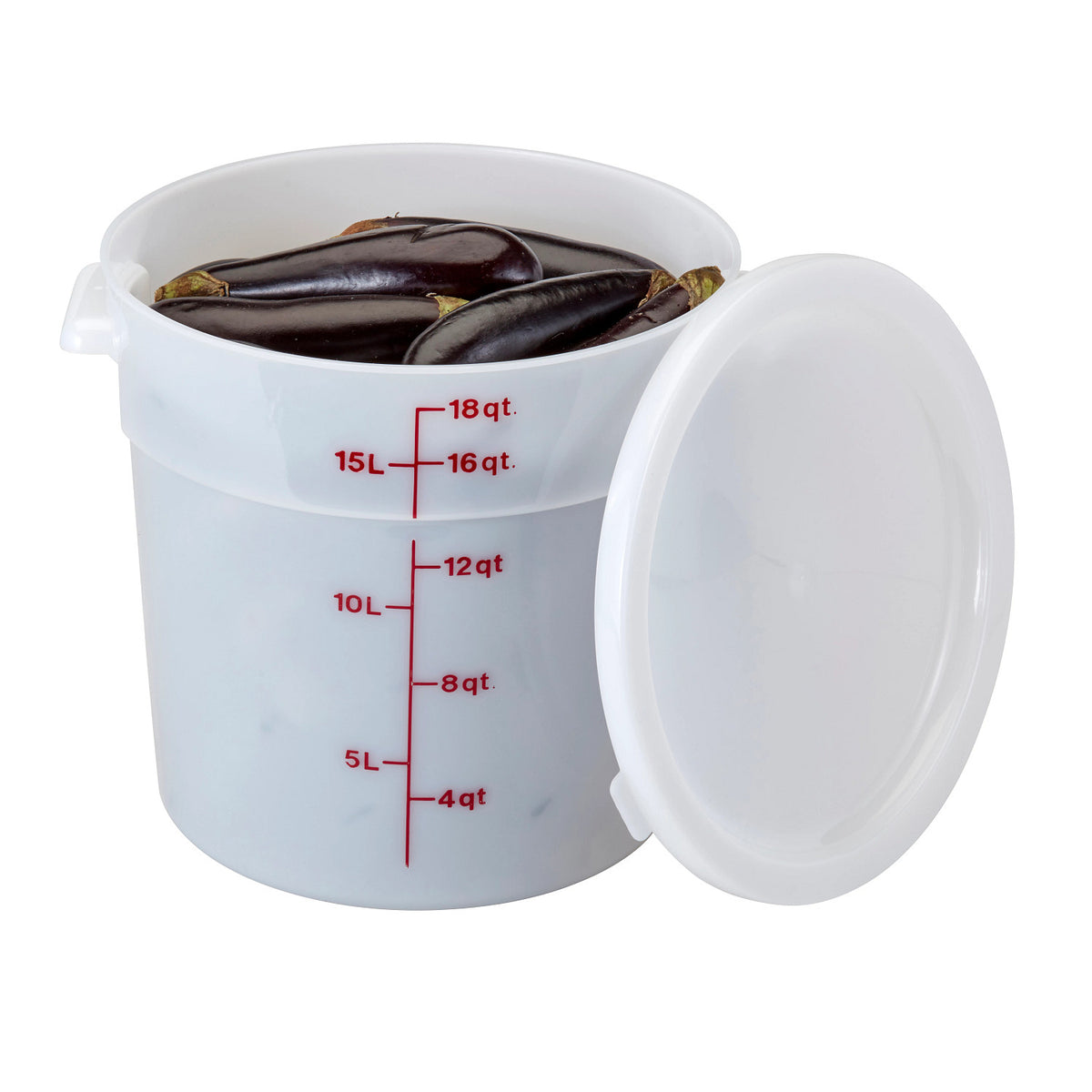 Cambro RFS18148 Poly CamRound Food Storage Container, 18 qt., White - White