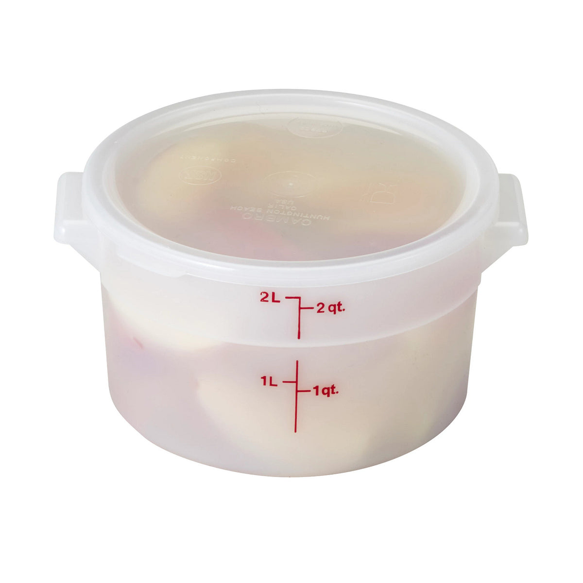 Cambro RFS2148 Poly CamRound Food Storage Container, 2 qt., White - White